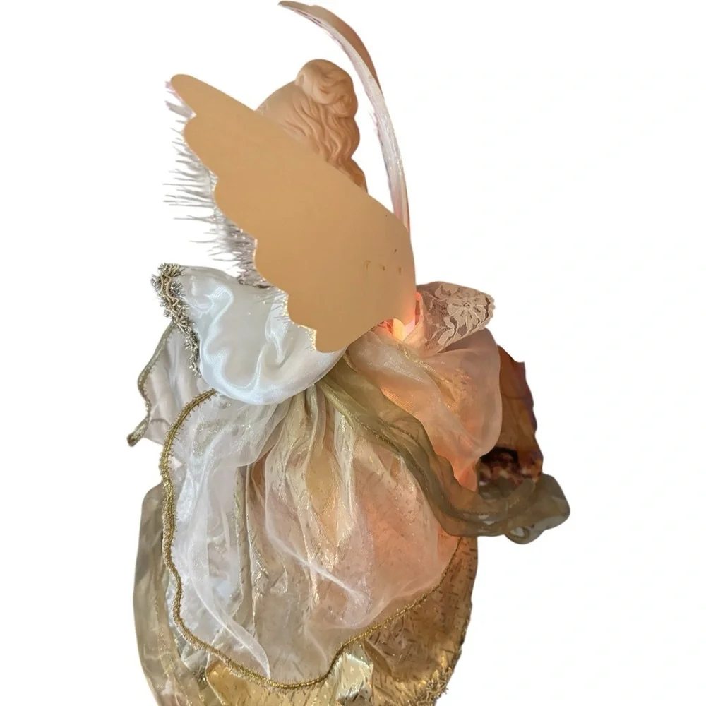 VTG Holiday Living Fiber Optic Angel 15” Tanle Top Tree Topper Color Changing